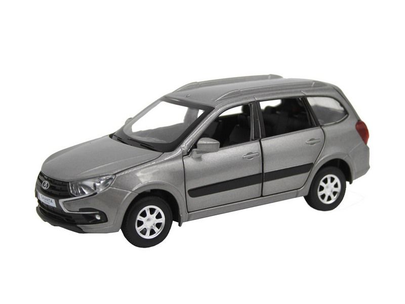 Машина АВТОПАНОРАМА LADA GRANTA CROSS, серый, 124, свет, звук, инерция, вк 24,512,510,5 см