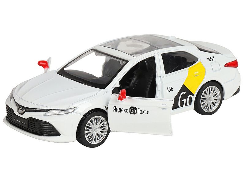 Машина АВТОПАНОРАМА Яндекс GO Toyota Camry, 143, белый, инерция, откр двери, 17,512,56,5 см