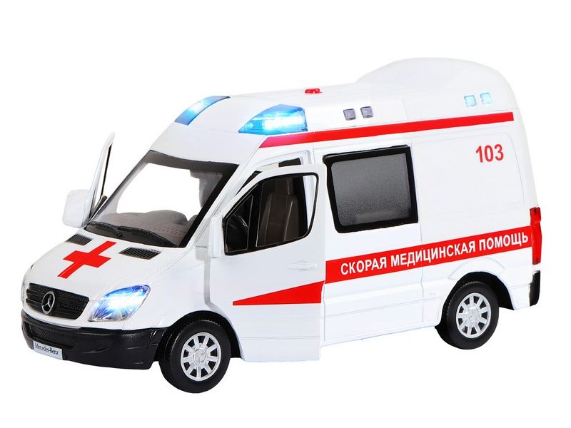 Машина АВТОПАНОРАМА Mercedes Sprinter Скорая помощь, белый, 132, вк 18913,5 см