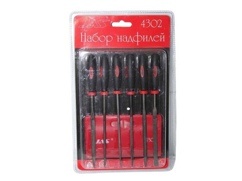 Набор надфилей с ручками, 6 шт, блистер  чехол, шт