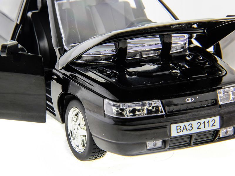 Машина АВТОПАНОРАМА ВАЗ 2112 черная,122, инерция, Pull Bаck механизм, вк 101222 cм