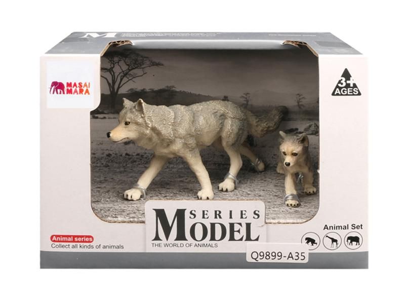 Набор фигурок животных MASAI MARA MM211135 серии Мир диких животных Семья серых волков, 2 пр