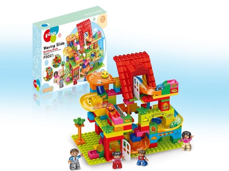 Конструктор Pilage Ресторан 142 детали, лабиринт с шариками и воронками