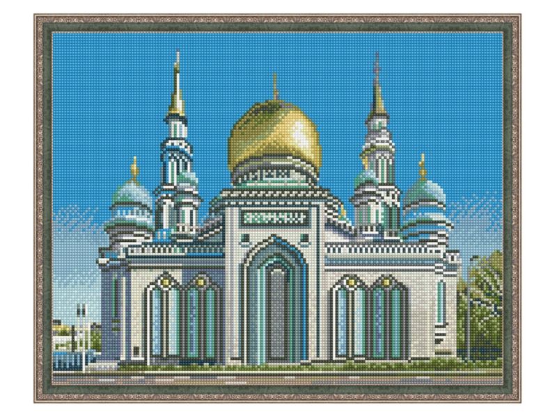 Алмазная мозаика с нанесенной рамкой 40х50 МОСКОВСКАЯ СОБОРНАЯ МЕЧЕТЬ 31 цвет