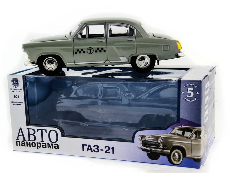 Машина АВТОПАНОРАМА ГАЗ21 Волга 124 вк  261211см, серая