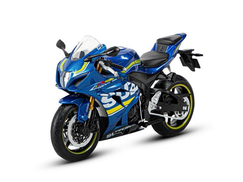 Мотоцикл АВТОПАНОРАМА SUZUKI GSRR1000, 112, металл, синий, свободный ход колес
