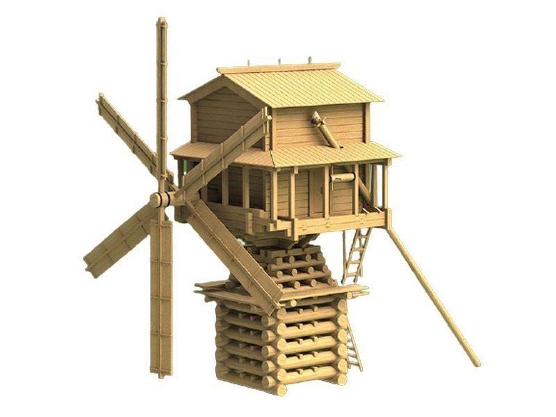 Сборная деревянная модель СВМодель Мельница Дурова из деревни Борок, 663 деталей, 172