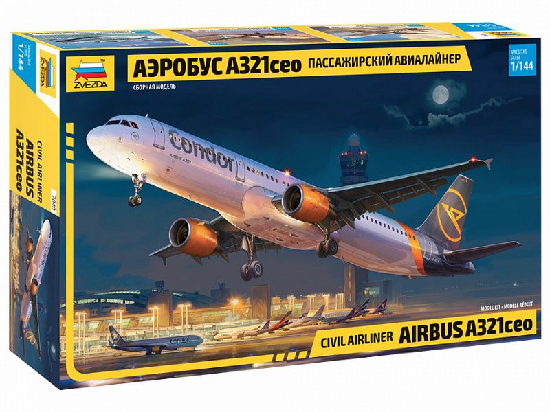 Сборная модель ZVEZDA Пасс авиалайнер Аэробус А321сeo, 1144