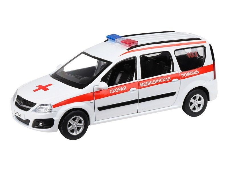 Машина АВТОПАНОРАМА LADA LARGUS Скорая помощь, 124, свет, звук, инерция, вк 24,512,510,5 см