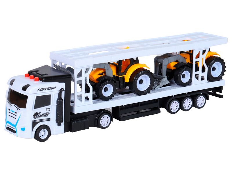 Машина AUTODRIVE Автовоз фрикционный белый со звуком и светом  2 трактора, вк 356,512 см