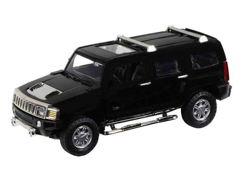 Машина АВТОПАНОРАМА Hummer H3, черный, 132, свет, звук, инерция, вк 17,513,59 см