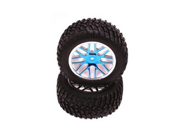 Колеса в сборе шины Himoto 15501  диск 06102PB, синий хром, 2шт