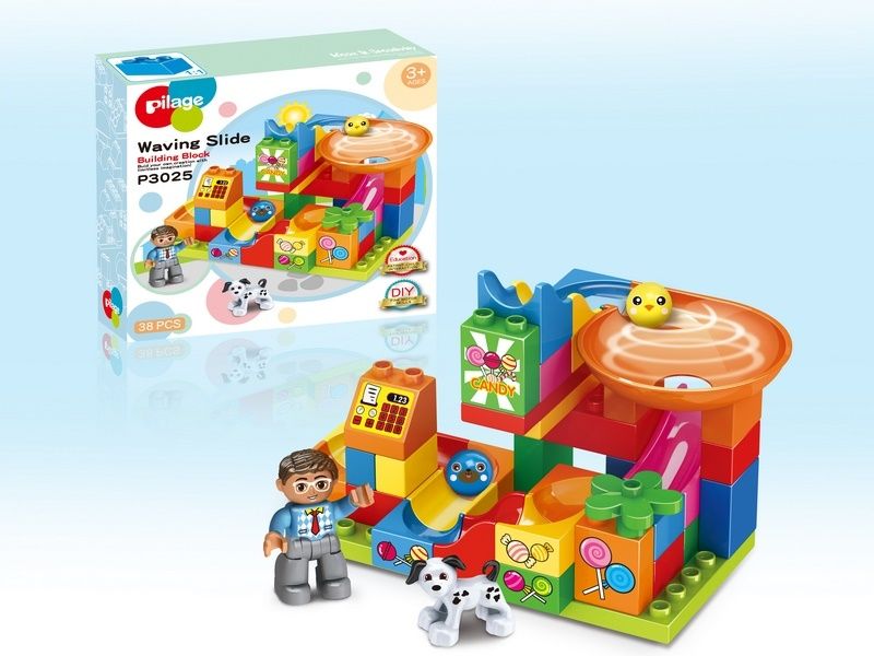 Конструктор Pilage Магазин сладостей 38 деталей, лабиринт с шариками и воронками