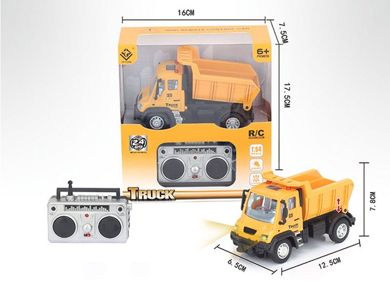 Радиоуправляемый самосвал   малый желтый YP Toys 6163J3, 13 см, свет, 24G 164 RTR