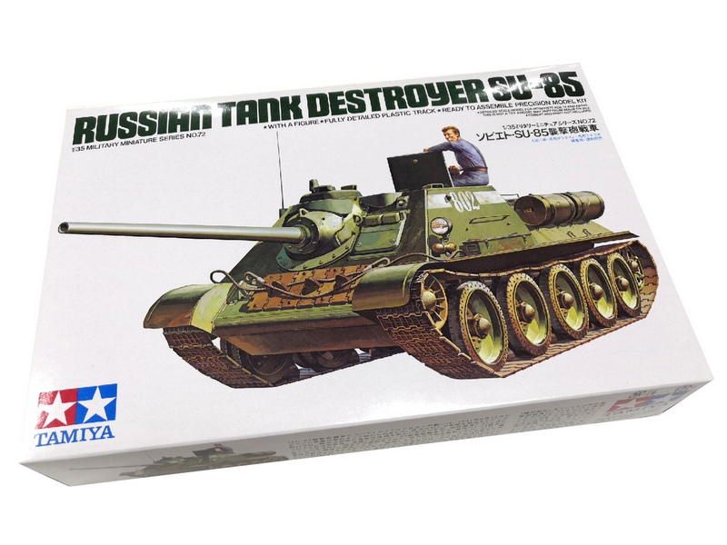 Склеиваемая модель Tamiya 135 Советская самоходная артиллерийская установка СУ85, с одной фигурой