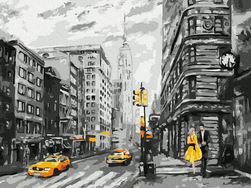 Картина по номерам с цветной схемой на холсте 30х40 НЬЮЙОРК 15 цветов