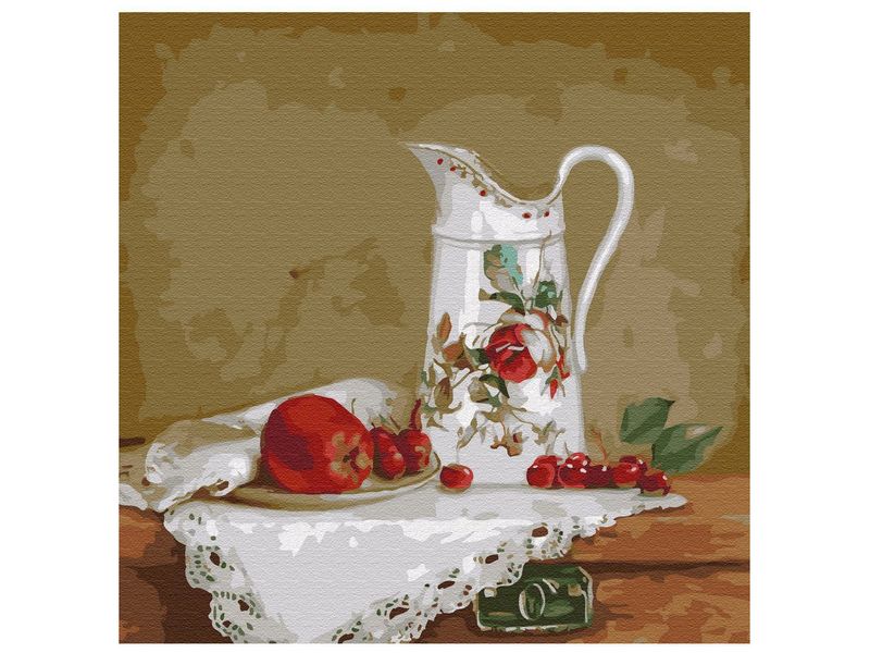 Картина по номерам 30х30 Бузин Натюрморт с белым кувшином 20 цветов