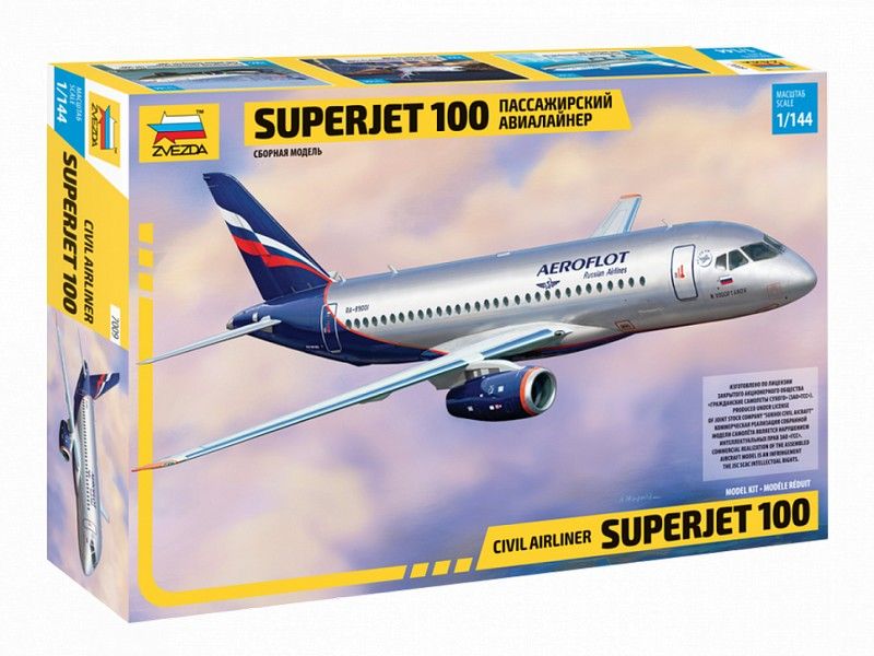 Сборная модель ZVEZDA Региональный пассажирский авиалайнер Superjet 100, 1144