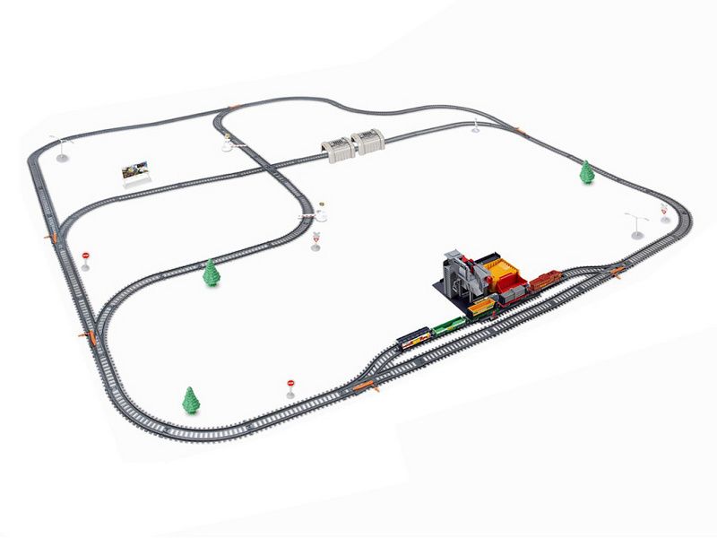 Железная дорога BSQ2085 со станцией загрузки щебня, длина полотна 1067 см