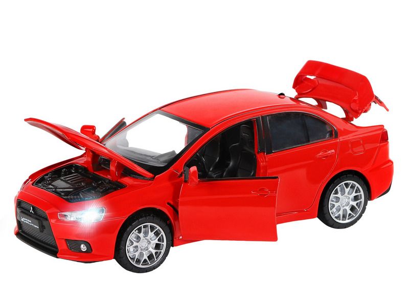 Машина АВТОПАНОРАМА Mitsubishi Lancer Evolution, 132, красный, свет, звук, вк 17,512,56,5 см