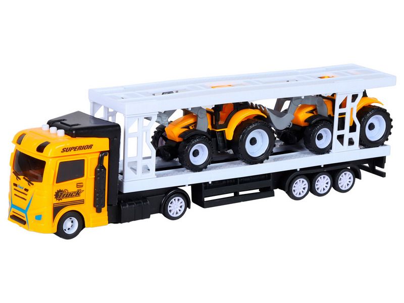 Машина AUTODRIVE Автовоз фрикционный желтый со звуком и светом  2 трактора, вк 356,512 см