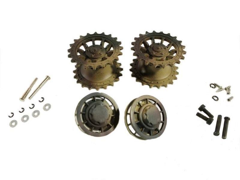 Ведущая звездочка 2 шт и ленивец 2 штуки для танка Tiger металл поздняя версия  окрашенная