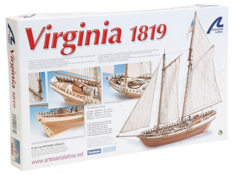 Сборная деревянная модель корабля Artesania Latina VIRGINIA AMERICAN SCHOONER, 141