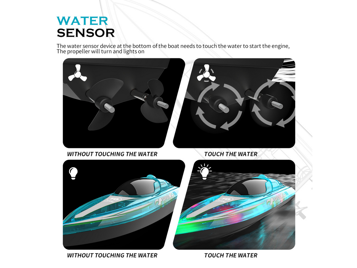 Радиоуправляемый катер Flytec V555 зеленый с подсветкой 24G RTR