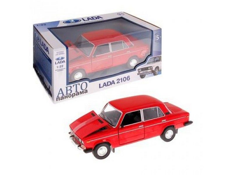 Машина АВТОПАНОРАМА ВАЗ 2106 красная,122, инерция, Pull Bаck механизм, вк 101222 cм