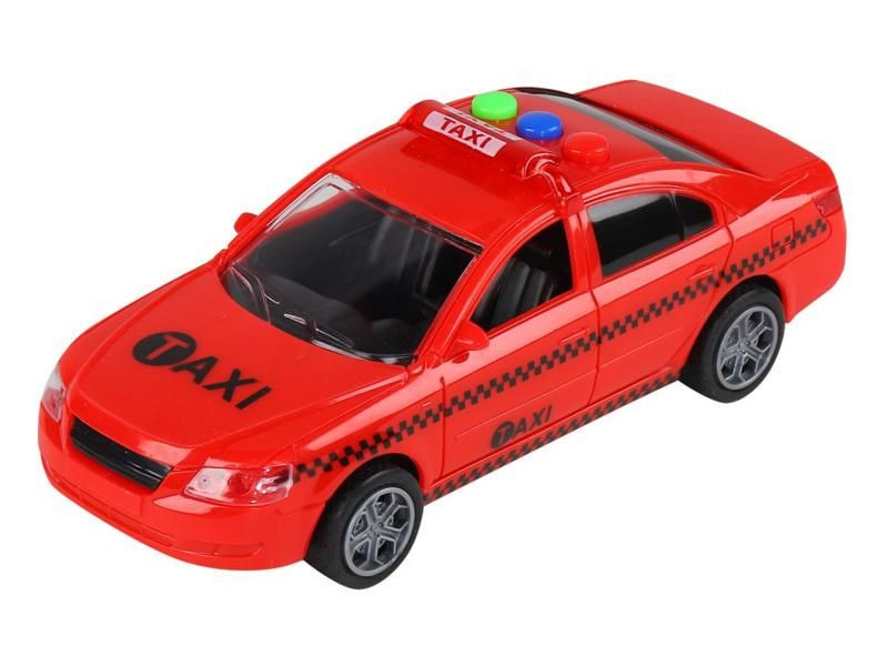 Машина AUTODRIVE Такси 15см инерц на бат со светом и звуком, красный,  вк 19,58,510,5