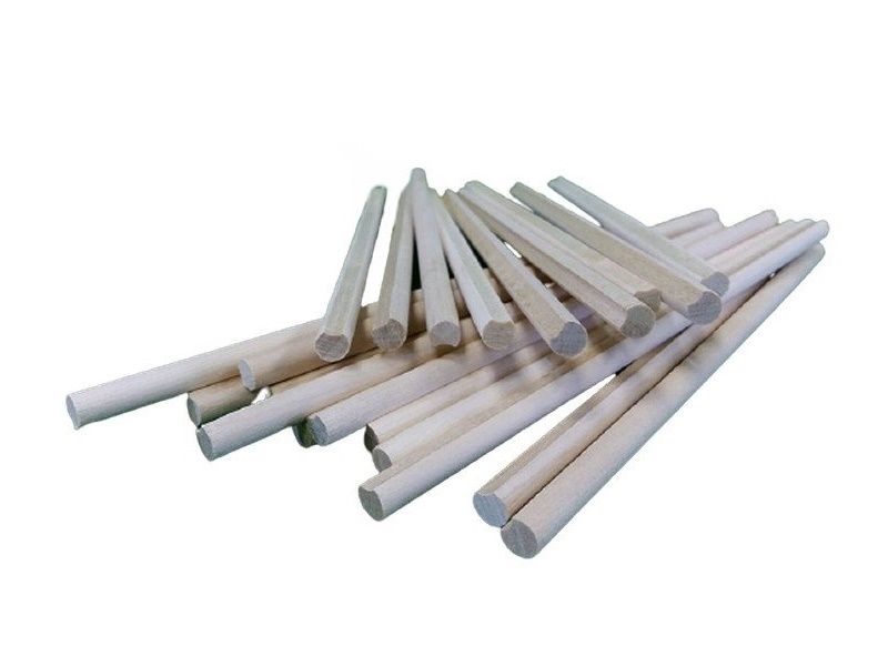 Палочка деревянная, круглая с желобом лёжкой 8 мм, длина 200 мм, 50 шт, береза