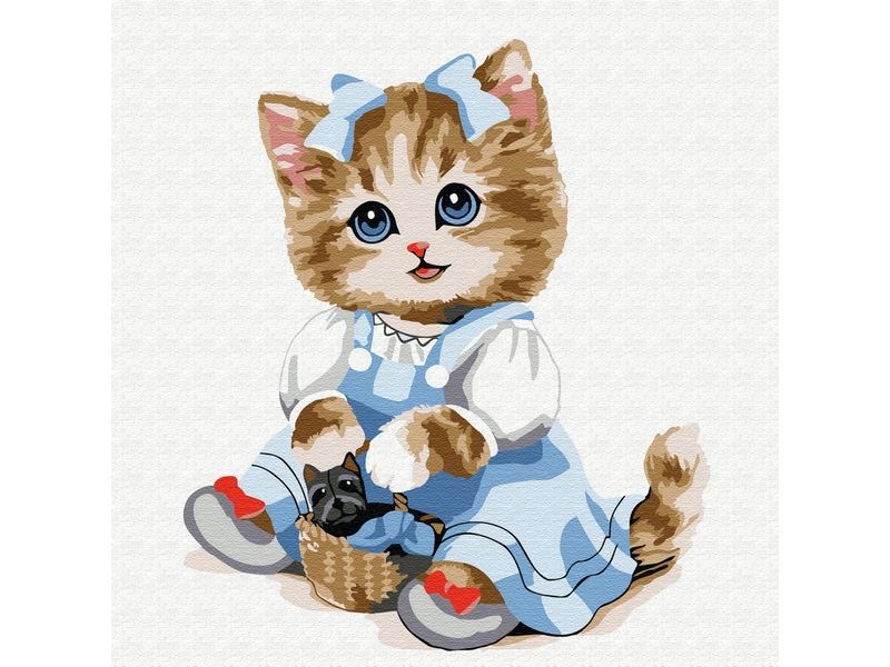 Набор юного художника 20х20 Кошечка с корзинкой 14 цветов