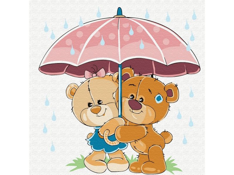 Набор юного художника 20Х20 МЕДВЕЖАТА В ЛЕТНИЙ ДОЖДЬ 12 цветов