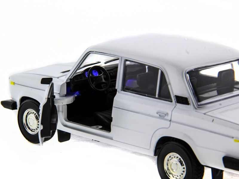 Машина АВТОПАНОРАМА ВАЗ 2106 белая,122, инерция, Pull Bаck механизм,  вк 101222 cм