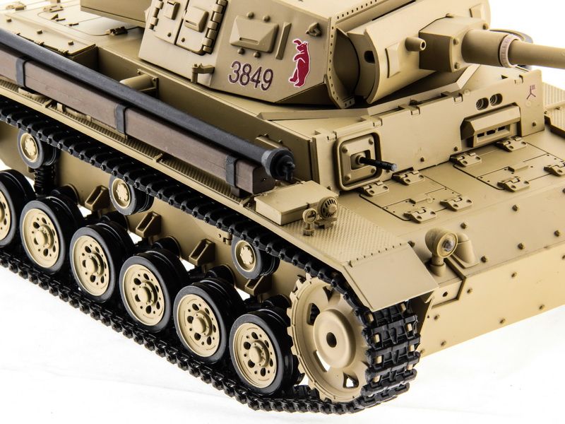 Радиоуправляемый танк Heng Long 116 Panzerkampfwagen III Германия 24G RTR PRO песочный