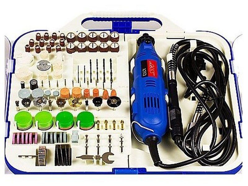 Бормашина с гибким валом, 130 Вт, 800030000 обмин  набор расходных принадлежностей, 165 пред