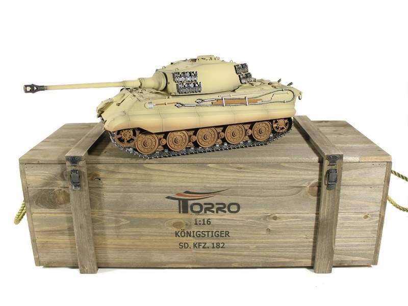 Радиоуправляемый танк Torro King Tiger башня Henschel 116 24G, ИКпушка, деревянная коробка