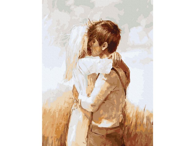 Картина по номерам с цветной схемой на холсте 30х40 ВЛЮБЛЕННЫЕ 24 цвета