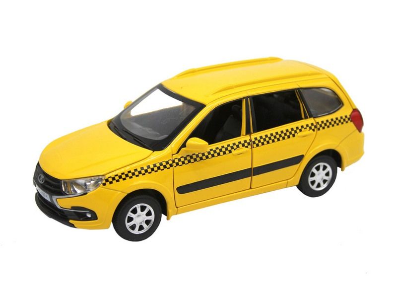 Машина АВТОПАНОРАМА LADA GRANTA CROSS ТАКСИ, желтый, 124, свет, звук, вк 24,512,510,5 см