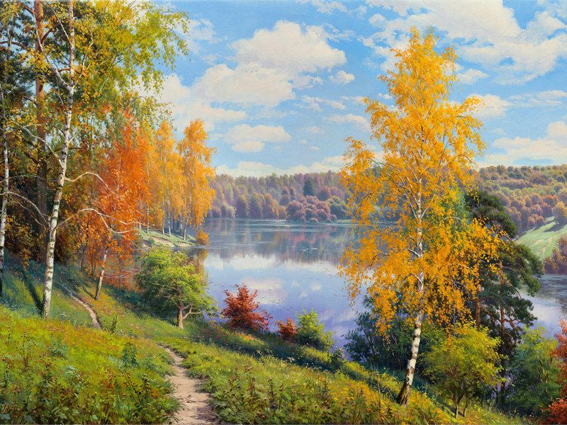 Картина мозаикой с нанесенной рамкой 40х50 ИПРИЩЕПА ОСЕННИЙ ДЕНЬ 31 цвет