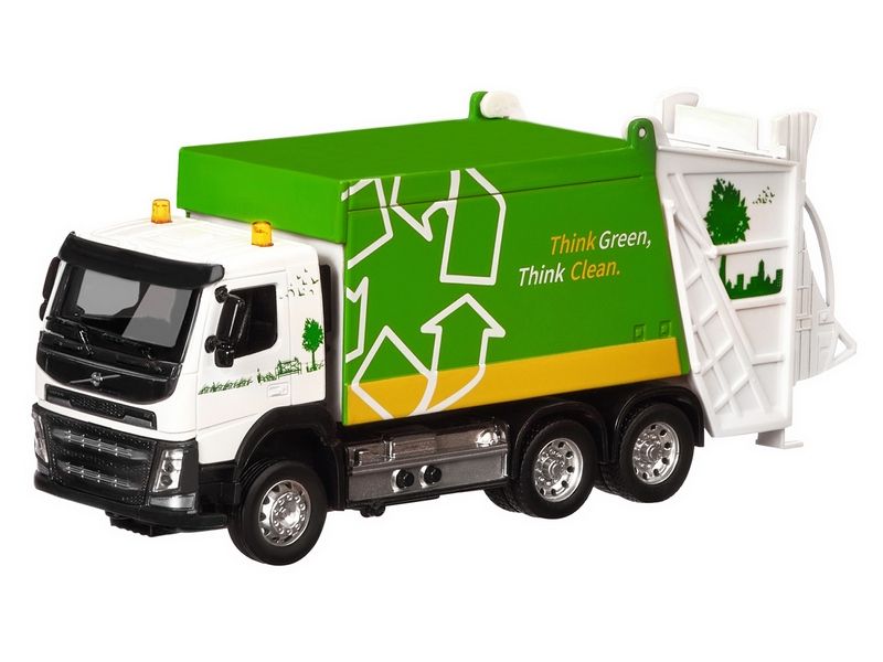 Машина АВТОПАНОРАМА Volvo мусоровоз, зеленый, 150, свет, звук, вк 281410 см