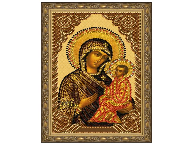 Алмазная 5D мозаика с нанесенной рамкой 20х30 ТИХВИНСКАЯ БОЖИЯ МАТЕРЬ 8 цветов