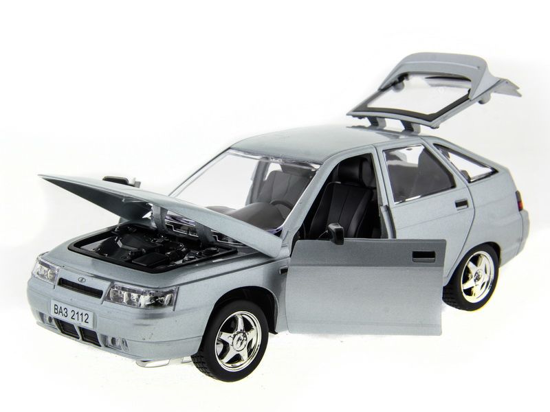 Машина АВТОПАНОРАМА ВАЗ 2112 серебристый,122, инерция, Pull Bаck механизм, вк 101222 cм