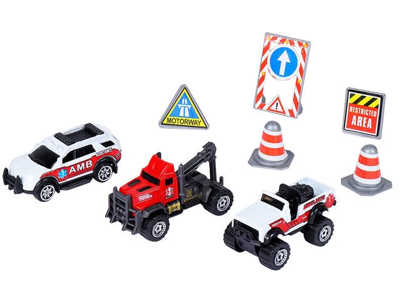Набор металлических машинок AUTODRIVE Служба спасения 3шт внедорожник, эвакуатор, джип