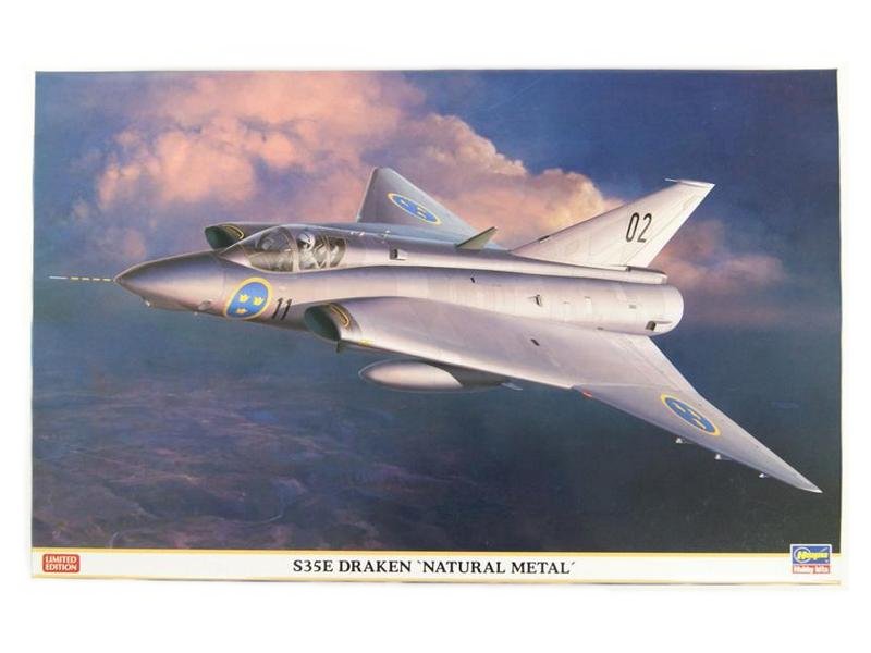 Сборная модель Hasegawa Самолет SAAB S 35E Draken Природный металл, 148