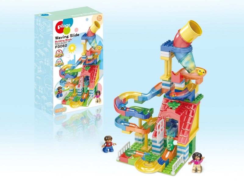 Конструктор Pilage Веселая парковка 175 деталей, лабиринт с шариками и воронками