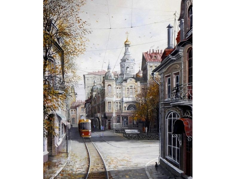 Картина по номерам с цветной схемой на холсте 30х40 Ушедшая Москва 19 цветов