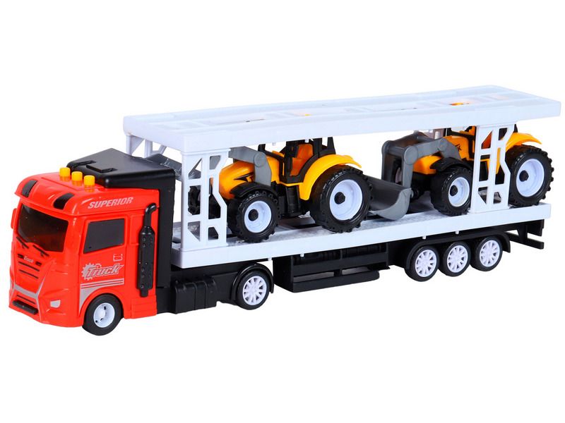 Машина AUTODRIVE Автовоз фрикционный красный со звуком и светом  2 трактора, вк 356,512 см