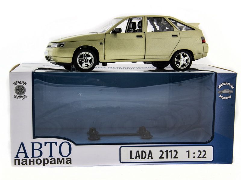 Машина АВТОПАНОРАМА ВАЗ 2112 бежевая,122, инерция, Pull Bаck механизм, вк 101222 cм