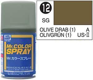 Краска акрил для пластика в аэрозольных баллончиках тм MRHOBBY 100мл   OLIVE DRAB 1